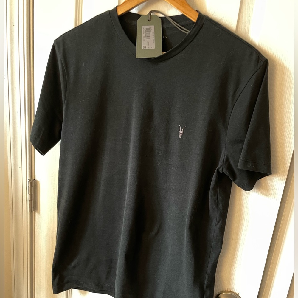 Allsaints Brace Brushed Cotton T Shirt MEDIUM NWT Jet Black
